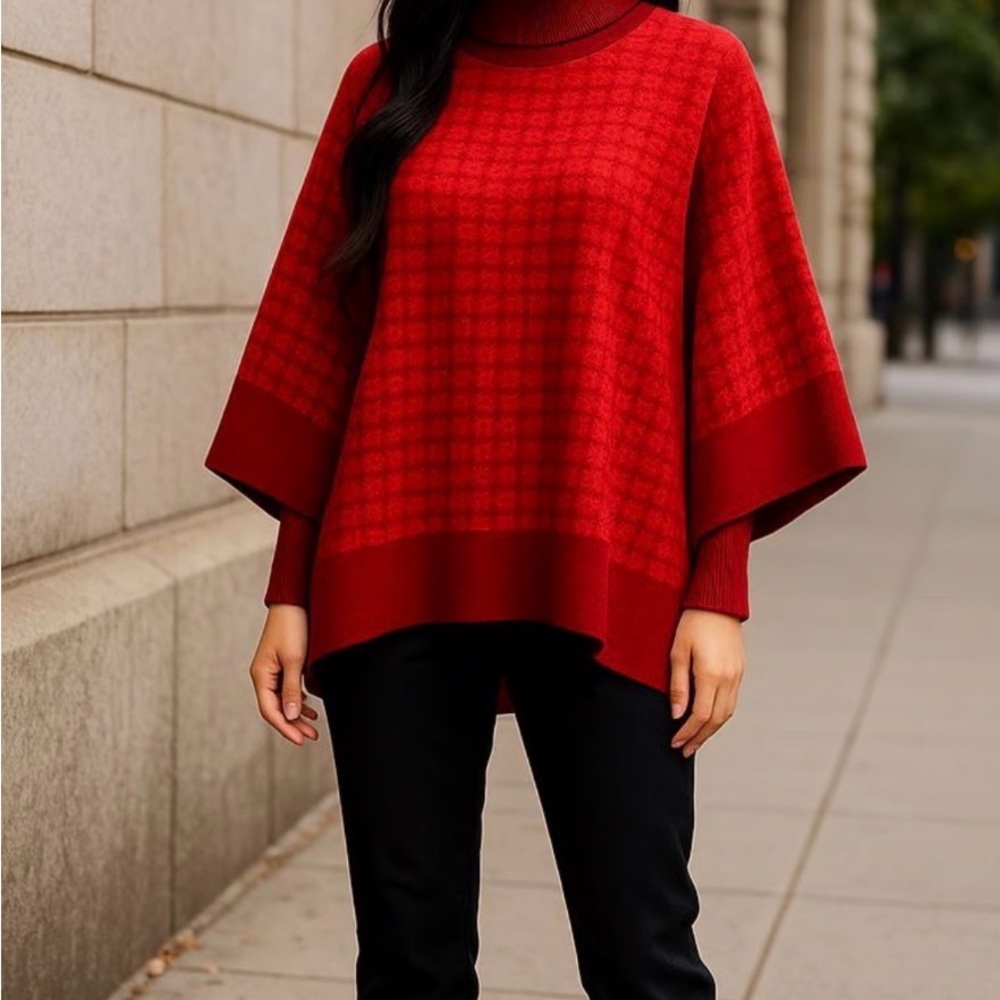 Michael Kors Burgundy Poncho Sweater
